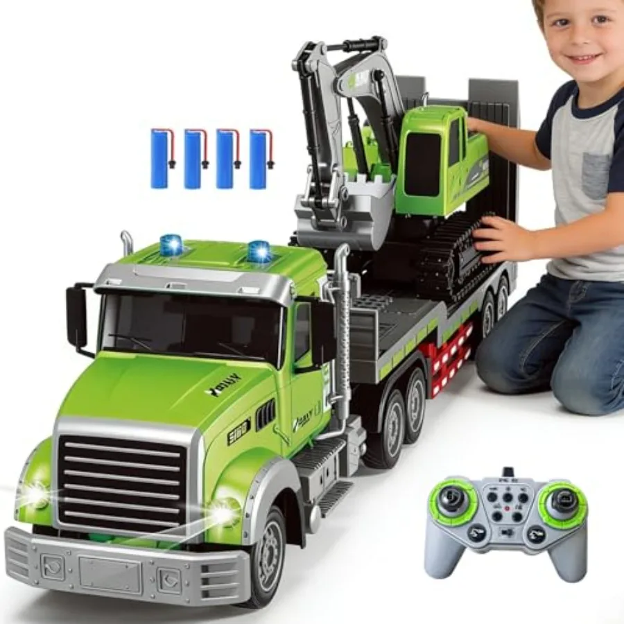 RC semi truck excavator toy set for outdoor play, alloy bucket excavator with sound lights, gray and yellow, durable ABS plasti
RC semi truck excavator toy set for outdoor play, alloy bucket excavator with sound lights, gray and yellow, durable ABS plasti