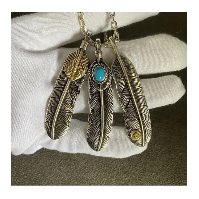 Goro Takahashi Blueturquoise Feather Leaf Pendant Taijiao Chain Vintage Thai Silver Male and Female Long Necklace
Goro Takahashi Blueturquoise Feather Leaf Pendant Taijiao Chain Vintage Thai Silver Male and Female Long Necklace