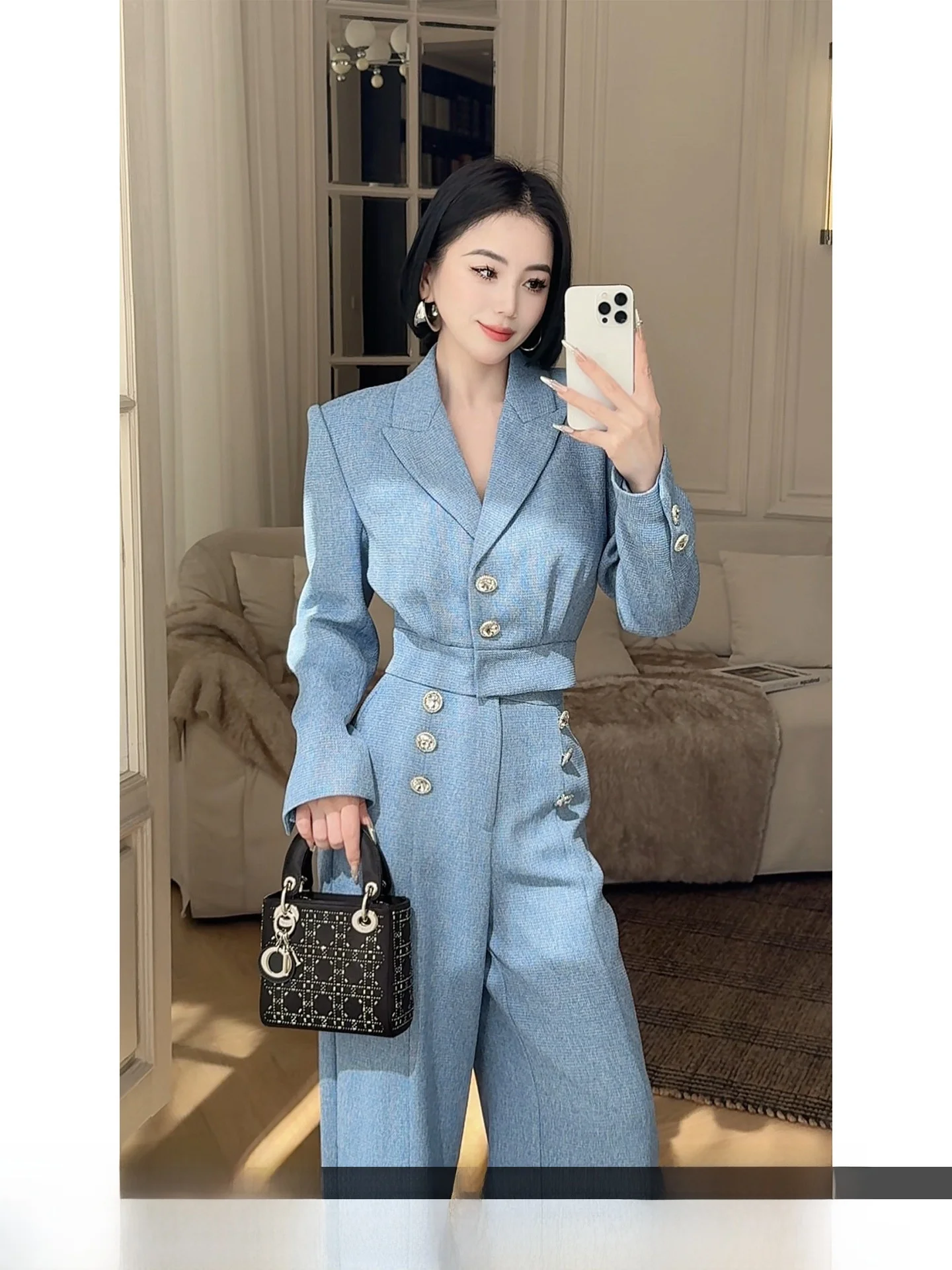 LYXJ Iceland Coast Women's Suit Set Blue Long Pants Wide Leg Two-Piece Suit Faionable Busin Casual Autumn Collection
LYXJ Iceland Coast Women's Suit Set Blue Long Pants Wide Leg Two-Piece Suit Faionable Busin Casual Autumn Collection