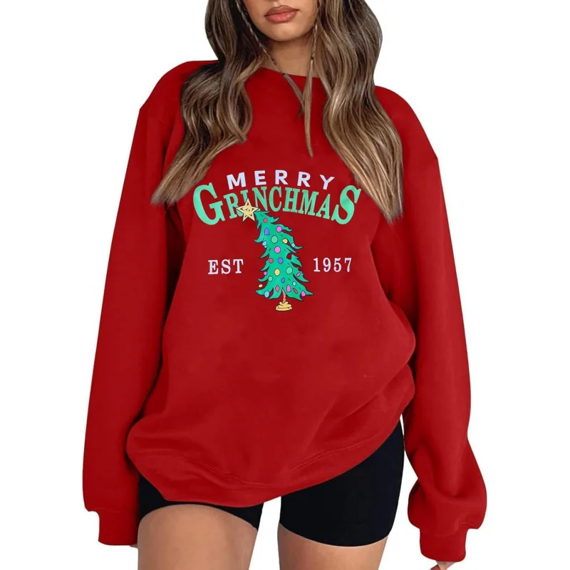 Merry Christmas Party Women's Sportswear Christmas Tree Pattern Fun Printed Round Neck Long Sleeve Top
Merry Christmas Party Women's Sportswear Christmas Tree Pattern Fun Printed Round Neck Long Sleeve Top