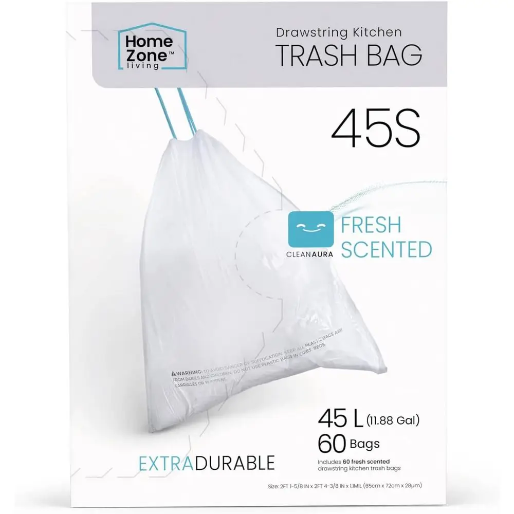 60-Count Heavy Duty 45-50L Kitchen Trash Bags with D-String Handles
60-Count Heavy Duty 45-50L Kitchen Trash Bags with D-String Handles
