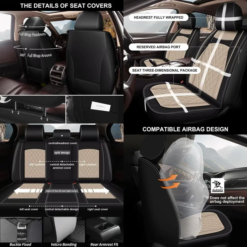 Чехлы на сиденья для Jeep Cherokee 2014-2023 2024: Полный комплект водонепроницаемых кожаных чехлов на автомобильные сиденья, совместимых с подушкой безопасности (2 ряда, 5 мест,
Чехлы на сиденья для Jeep Cherokee 2014-2023 2024: Полный комплект водонепроницаемых кожаных чехлов на автомобильные сиденья, совместимых с подушкой безопасности (2 ряда, 5 мест,