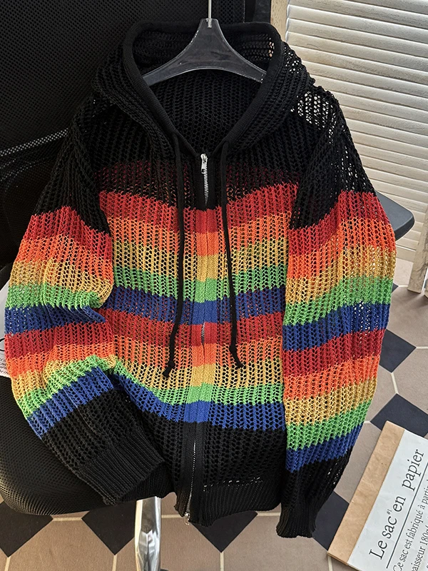 Мужской модный кардиган Dopne Rainbow с капюшоном, тонкий, ажурный, плиссированный, с защитой от солнца, на двойной молнии, весенний
Мужской модный кардиган Dopne Rainbow с капюшоном, тонкий, ажурный, плиссированный, с защитой от солнца, на двойной молнии, весенний