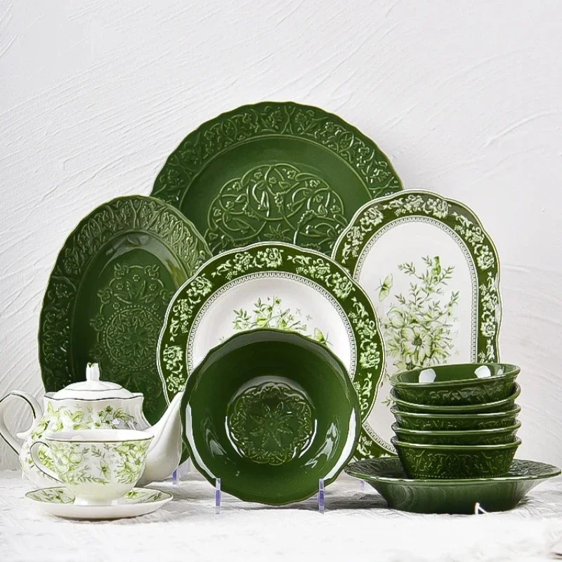 French Baroque Relief Ceramic Plates and Bowls Palace Style Vintage Home Dinner Plates Noodle Bowl Hotel Tableware Kitchen Items
French Baroque Relief Ceramic Plates and Bowls Palace Style Vintage Home Dinner Plates Noodle Bowl Hotel Tableware Kitchen Items