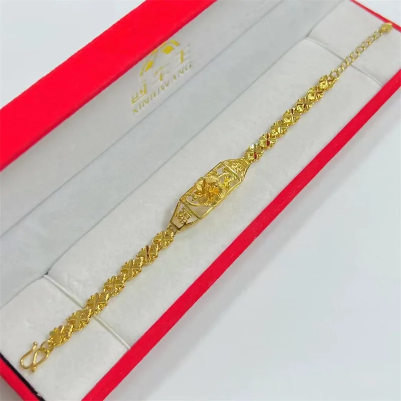 9999 24K real gold women's flower bracelet exquisite retro large flower hand decoration four-leaf clover chain accessories
9999 24K real gold women's flower bracelet exquisite retro large flower hand decoration four-leaf clover chain accessories