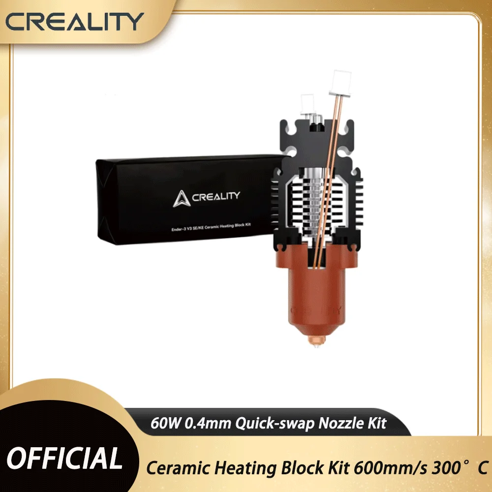 Creality Ender-3 V3 SE/KE Ceramic Heating Block Kit 600mm/s 300°C High Temp 60W 0.4mm Quick-swap Nozzle Kit 3d Printer Accesoire
Creality Ender-3 V3 SE/KE Ceramic Heating Block Kit 600mm/s 300°C High Temp 60W 0.4mm Quick-swap Nozzle Kit 3d Printer Accesoire