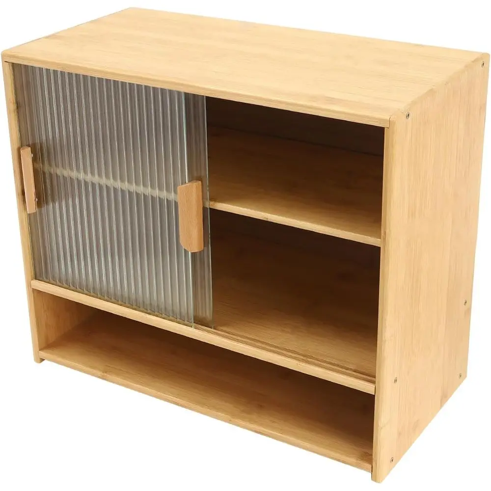 Freestanding Bamboo Kitchen Pantry Cabinet with Sliding Glass Doors for Storage and Spice Organization
Freestanding Bamboo Kitchen Pantry Cabinet with Sliding Glass Doors for Storage and Spice Organization