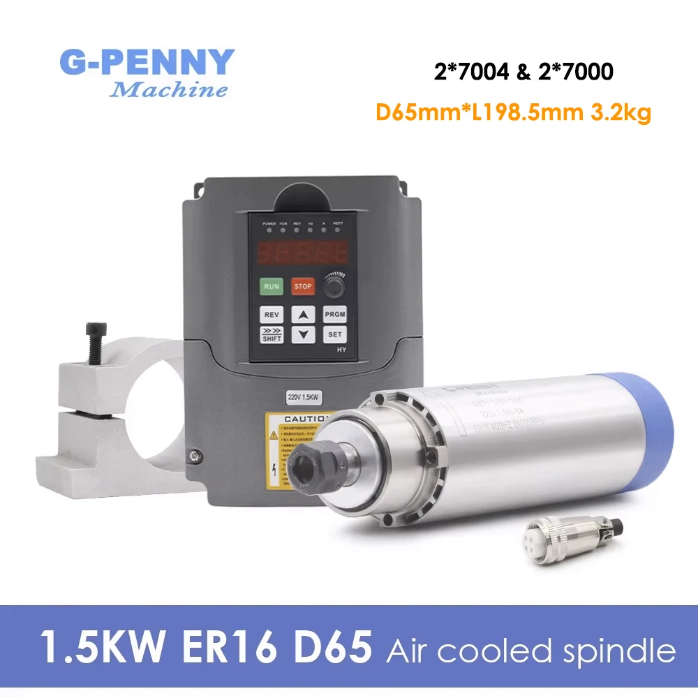 New Arrival! G-Penny 1.5k ER16 D=65mm Air Cooled Spindle Motor110v/220v/380v Wood Working Air Cooling 65x258mm 4 Bearings
New Arrival! G-Penny 1.5k ER16 D=65mm Air Cooled Spindle Motor110v/220v/380v Wood Working Air Cooling 65x258mm 4 Bearings