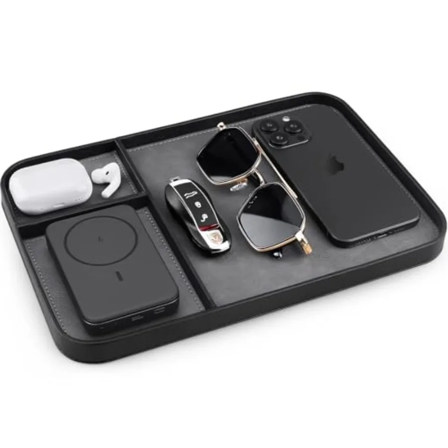 Leather Tray, Stylish and Organized Multifunctional Tray, for Table Entryway, Premium PU Leather, Catchall Tray for Keys, Watch
Leather Tray, Stylish and Organized Multifunctional Tray, for Table Entryway, Premium PU Leather, Catchall Tray for Keys, Watch