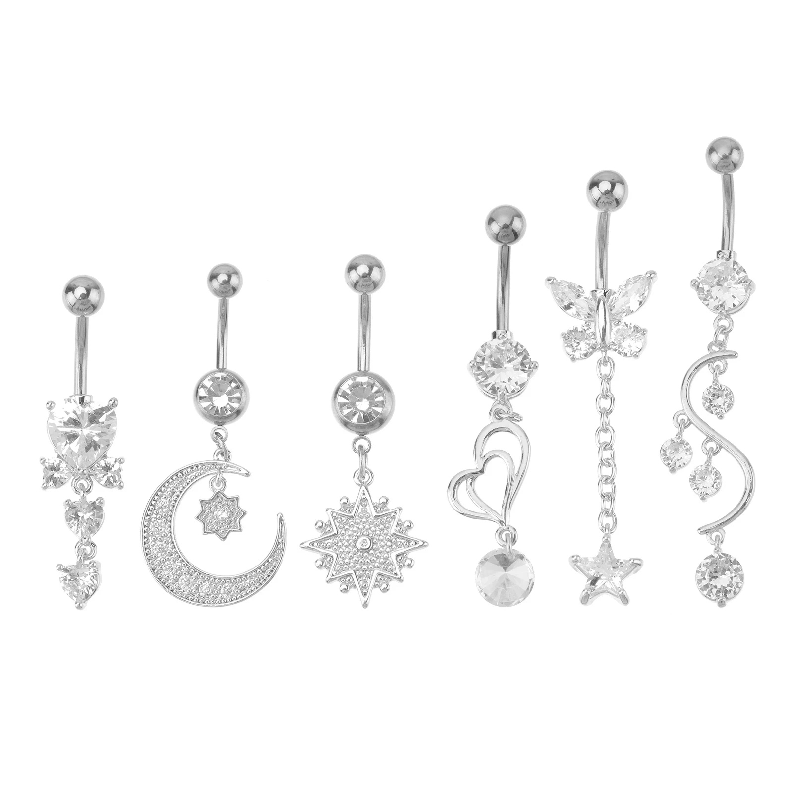 6 Pcs Belly Ring Navel Rings Woman Piercing Jewelry Stainless Steel Accessories Rhinestone Navel Button Body Piercing Decor
6 Pcs Belly Ring Navel Rings Woman Piercing Jewelry Stainless Steel Accessories Rhinestone Navel Button Body Piercing Decor