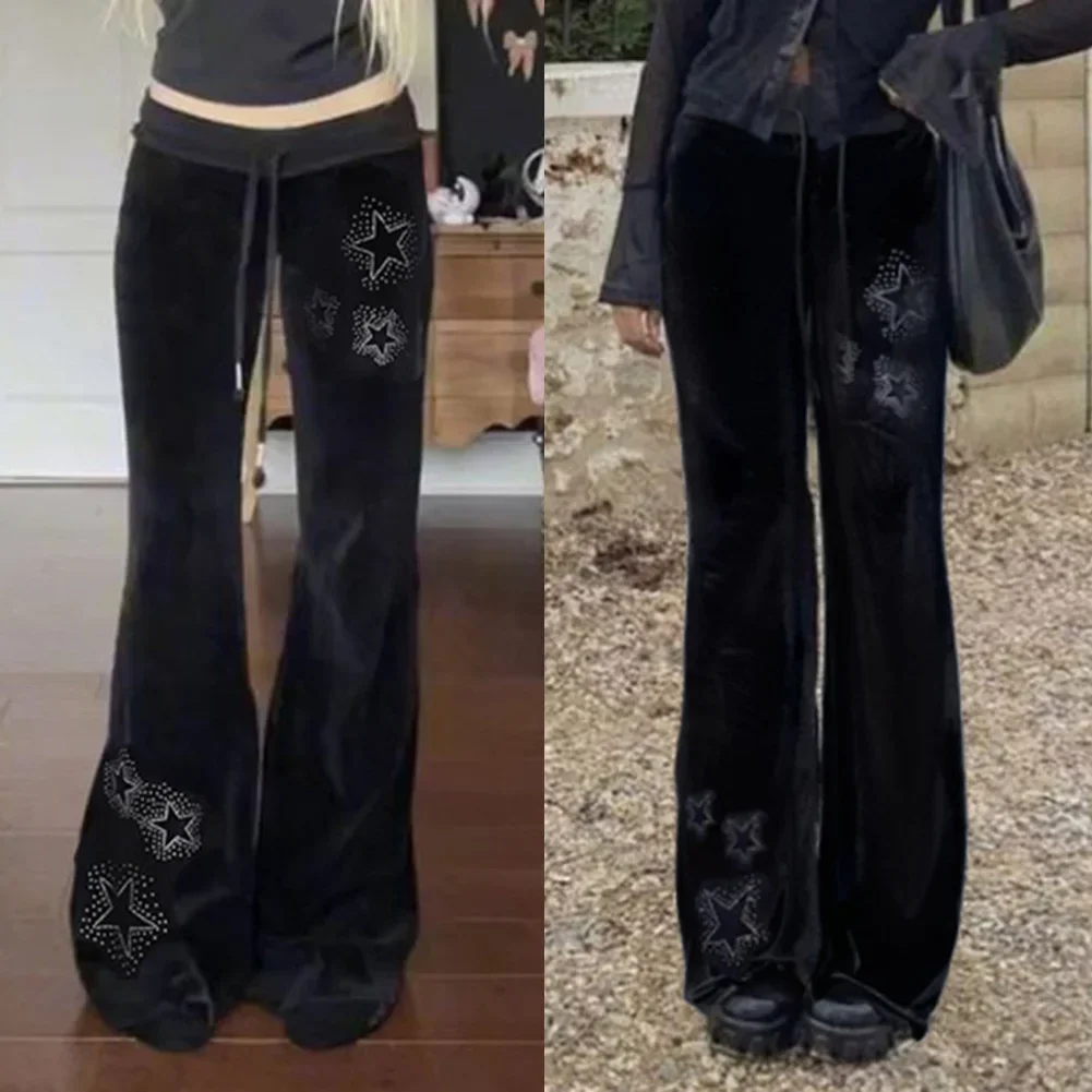 Women Vintage Rhinestone Ribbed Flared Street Drawstring Trousers Ladies Low Rise Casual Pants Fashion
Women Vintage Rhinestone Ribbed Flared Street Drawstring Trousers Ladies Low Rise Casual Pants Fashion