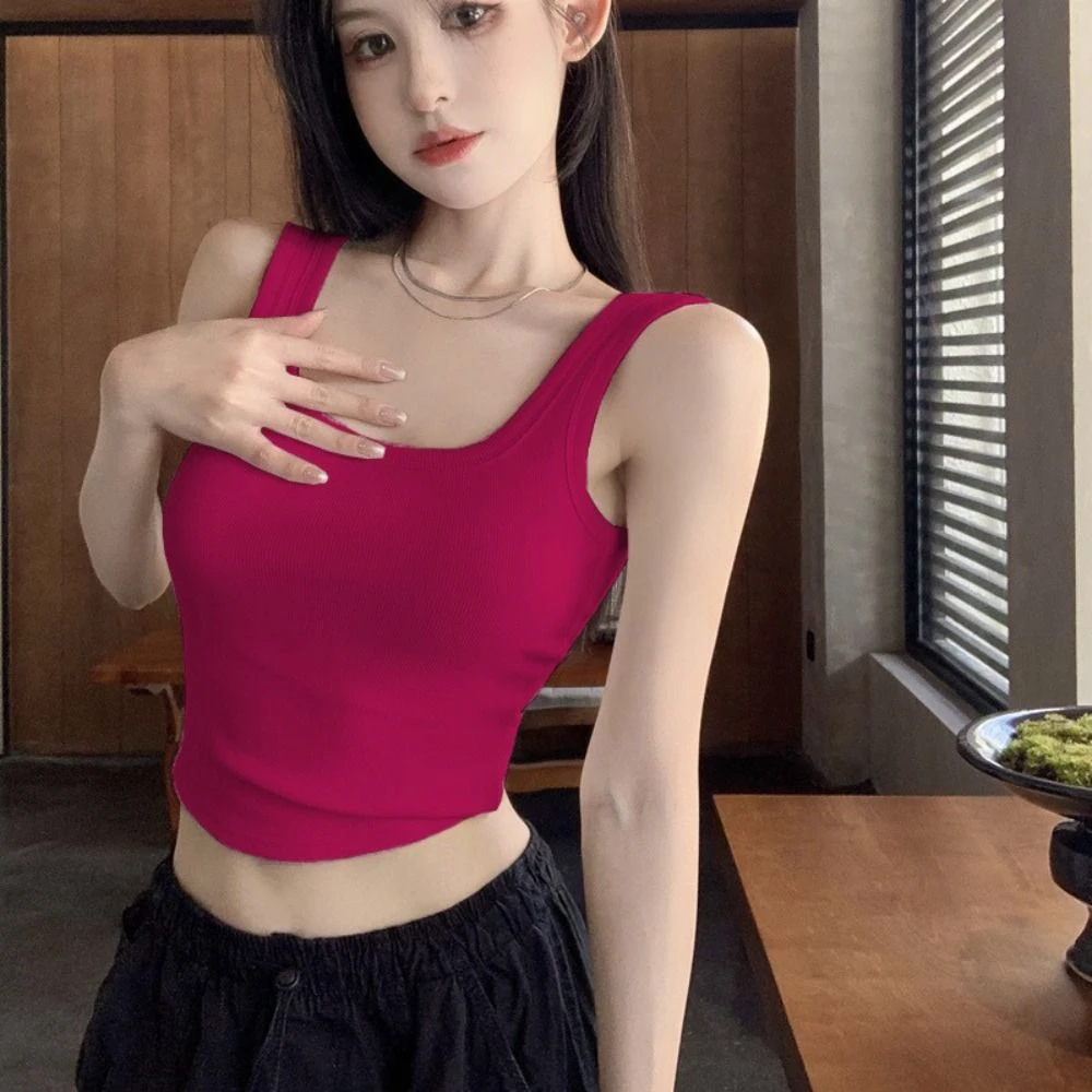 Square Neck Sleeveless Crop Top Backless Korean Style Sweet Girl's Tank Top Slim Fit Undershirts Camisole with Pads Lady
Square Neck Sleeveless Crop Top Backless Korean Style Sweet Girl's Tank Top Slim Fit Undershirts Camisole with Pads Lady