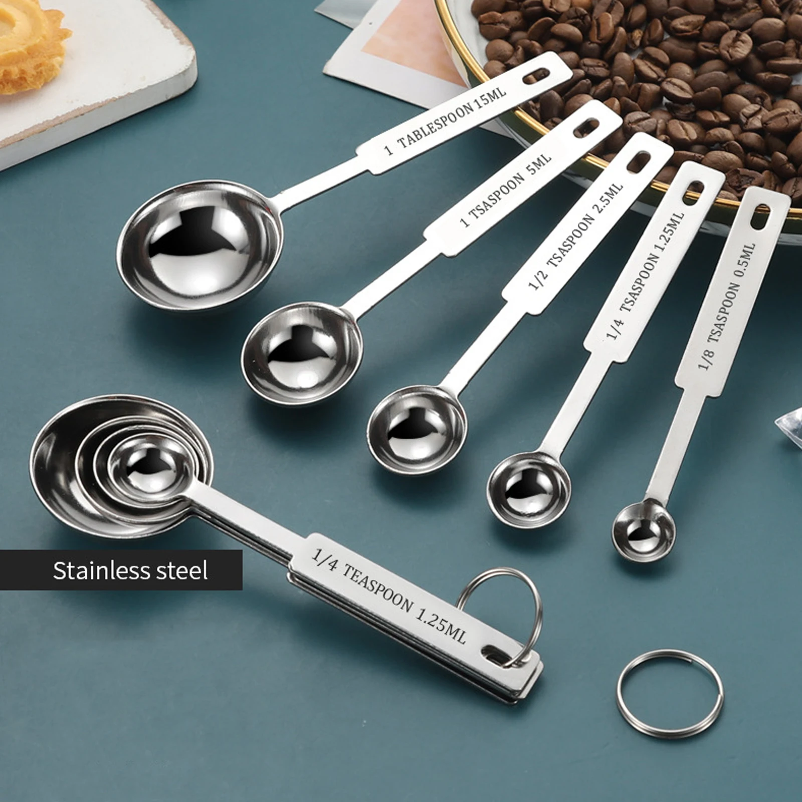 5 Pcs Measuring Spoon Set Stainless Steel Teaspoon Cooking Baking Metal Spoons Accurate Scale Small Size Lightweight Storage
5 Pcs Measuring Spoon Set Stainless Steel Teaspoon Cooking Baking Metal Spoons Accurate Scale Small Size Lightweight Storage