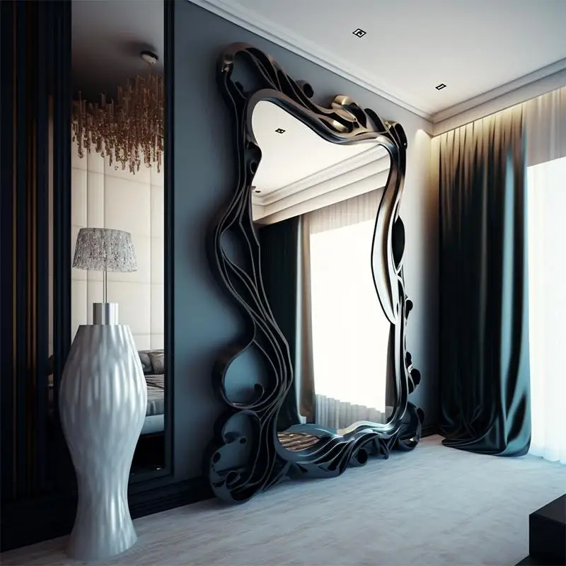 Full-length mirror Internet celebrity wave shaped floor mirror Bedroom wall fitting mirror Black clothing store full-length
Full-length mirror Internet celebrity wave shaped floor mirror Bedroom wall fitting mirror Black clothing store full-length