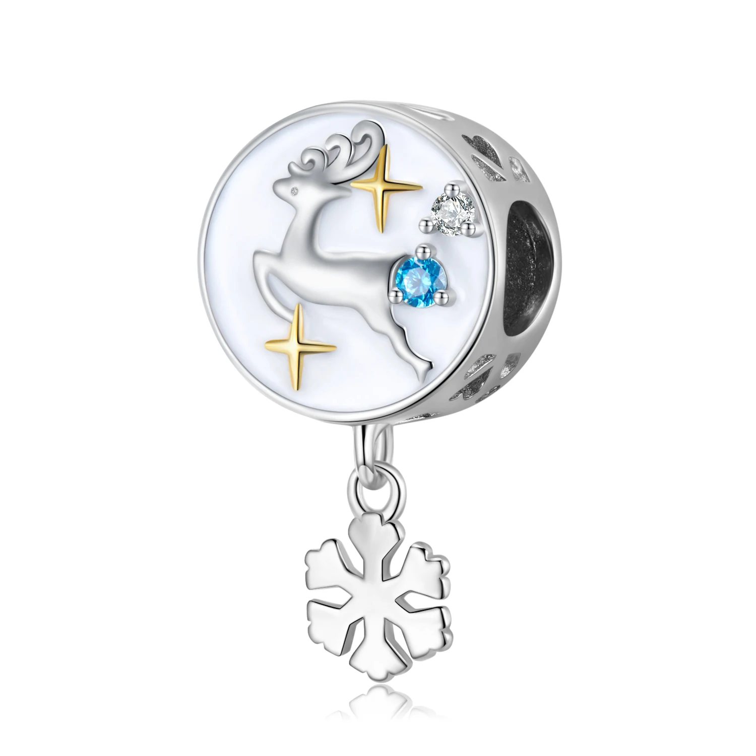 925 Sterling Silver White Snowflakes jumping Deer Charm Beads for Charm Fit Original Bracelet DIY Pendant Necklace Women
925 Sterling Silver White Snowflakes jumping Deer Charm Beads for Charm Fit Original Bracelet DIY Pendant Necklace Women