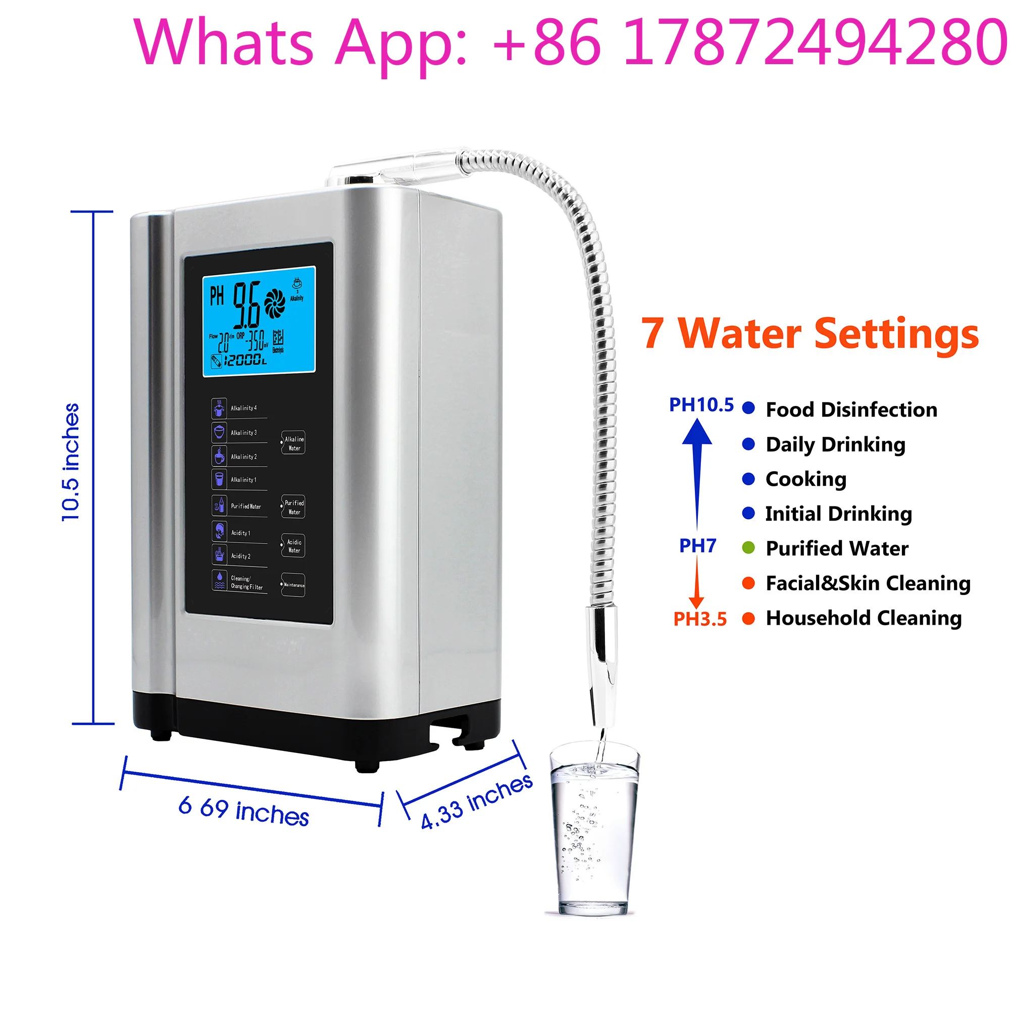 Home Alkaline Acid Water Ionizer Generator Water Purifier pH 3.5-10.5
Home Alkaline Acid Water Ionizer Generator Water Purifier pH 3.5-10.5