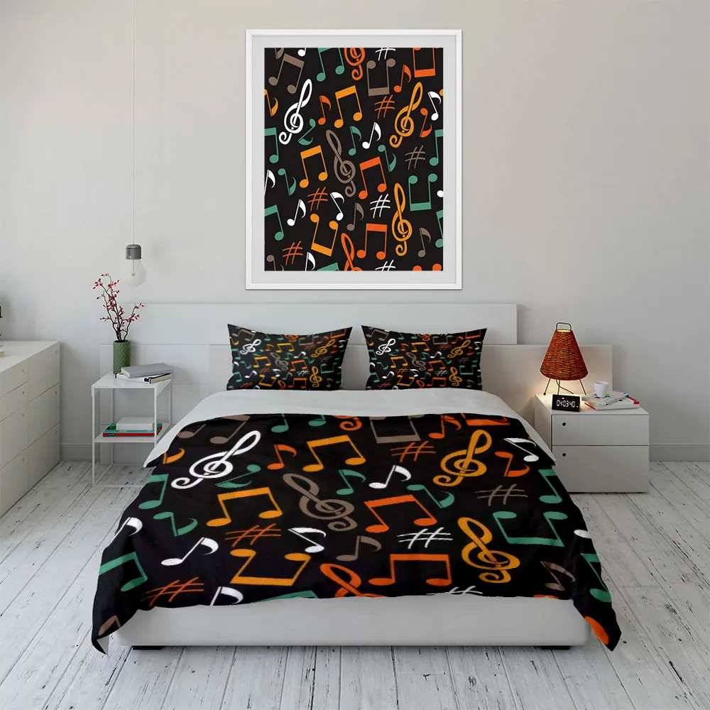 3Pcs Colorful Music Notes Bedding Set,Vibrant Treble Clef and Note Pattern Print Duvet Cover+ 2 Pillowcases,Music Lover Decor
3Pcs Colorful Music Notes Bedding Set,Vibrant Treble Clef and Note Pattern Print Duvet Cover+ 2 Pillowcases,Music Lover Decor
