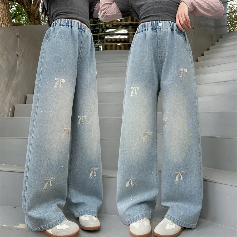 New Style Children Streetwear Jeans for Girls with Bows And Rhinestones Kids Children Fashion Bowknot Denim Pants Age 5-14 Y
New Style Children Streetwear Jeans for Girls with Bows And Rhinestones Kids Children Fashion Bowknot Denim Pants Age 5-14 Y