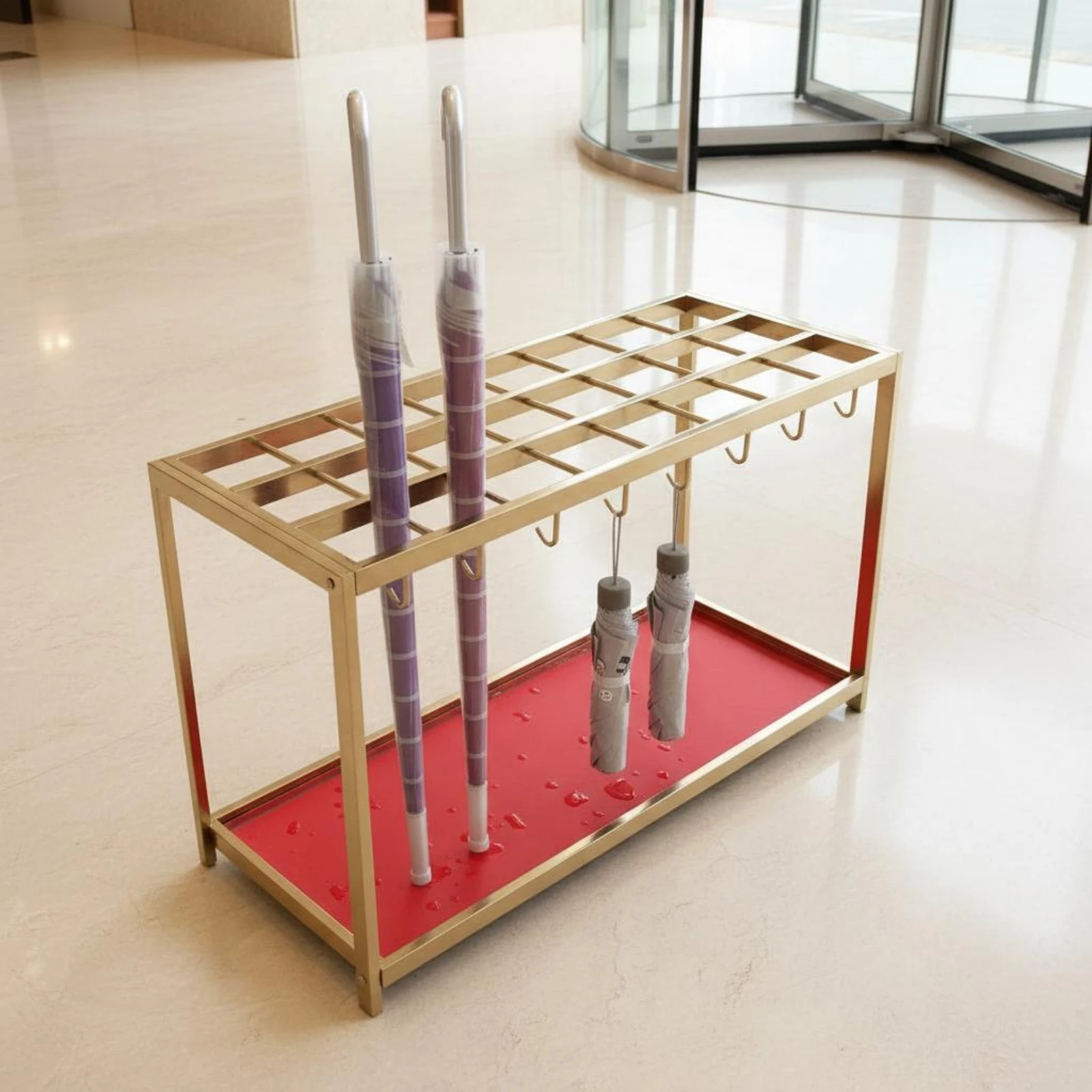 Stainless Steel Umbrella Stand Gold Finish Commercial Umbrella Holder Movable Heavy Duty for Office Managers, Bank Lobby
Stainless Steel Umbrella Stand Gold Finish Commercial Umbrella Holder Movable Heavy Duty for Office Managers, Bank Lobby