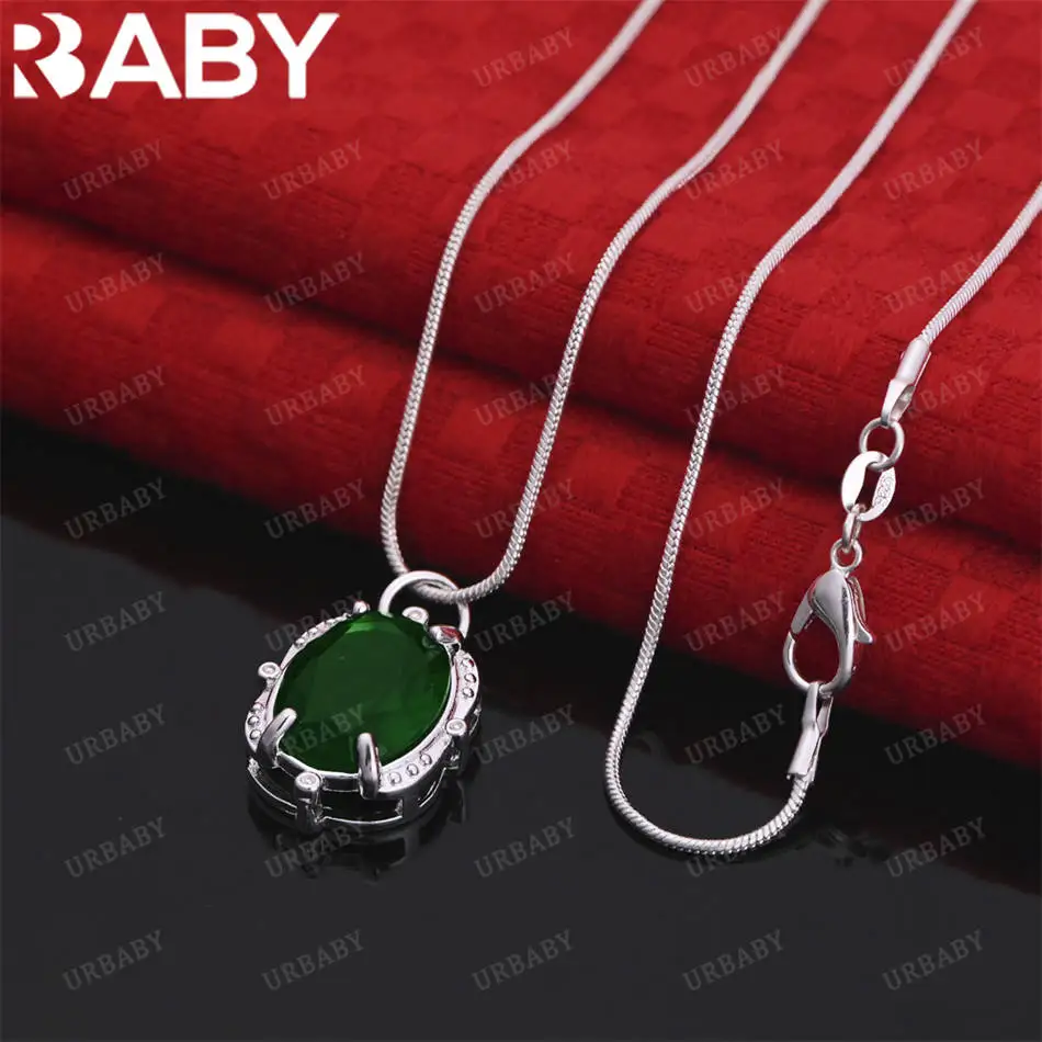 URBABY 40-75cm 925 Sterling Silver Green Zircon Pendant Necklace For Women Men Charm Trend Birthday Gifts Fashion Party
URBABY 40-75cm 925 Sterling Silver Green Zircon Pendant Necklace For Women Men Charm Trend Birthday Gifts Fashion Party