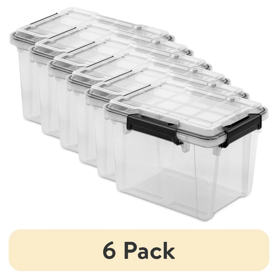 6 Pack of 19 Quart Waterproof Clear Storage Bins with Lids - Airtight Gasket Seal and Durable Latches for Organizing Household
6 Pack of 19 Quart Waterproof Clear Storage Bins with Lids - Airtight Gasket Seal and Durable Latches for Organizing Household