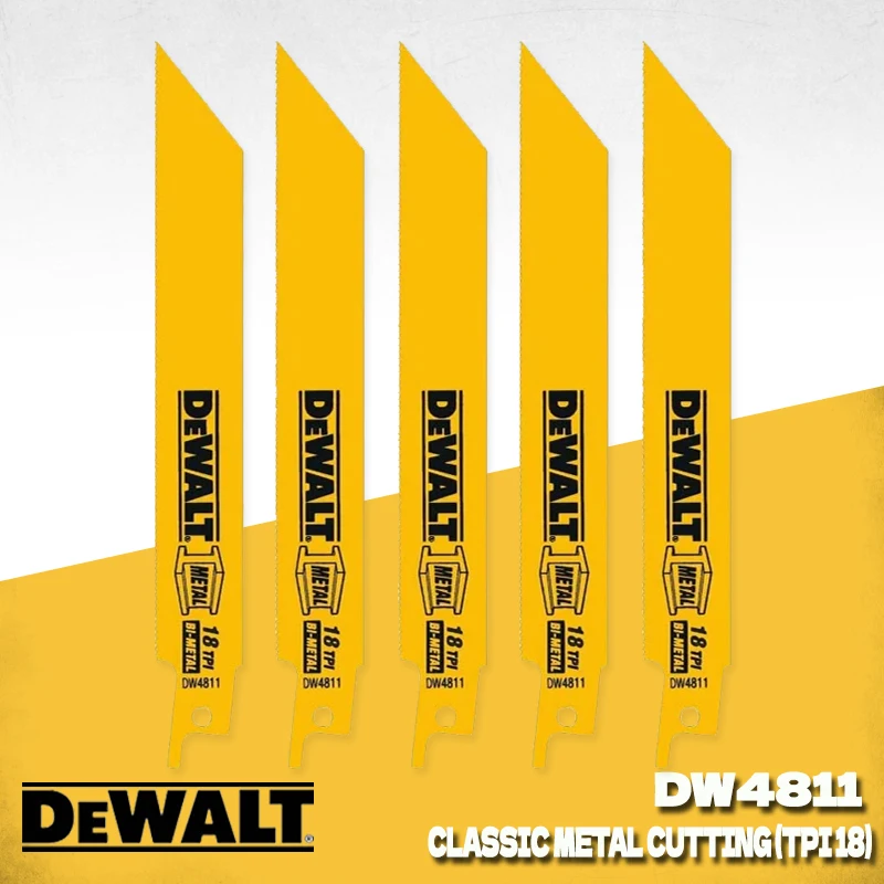 DEWALT DW4811 6-Inch Classic 18TPI Straight Back Bi-Metal Reciprocating Saw Blades Heavy Duty Cutting Power Tool Accessories
DEWALT DW4811 6-Inch Classic 18TPI Straight Back Bi-Metal Reciprocating Saw Blades Heavy Duty Cutting Power Tool Accessories