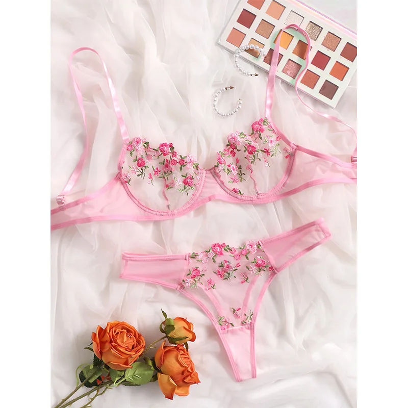Lingerie Sexy Floral Embroidery Underwear Transparent Lace Short Skin Care Kits Delicate Fairy Set Woman 2 Pieces
Lingerie Sexy Floral Embroidery Underwear Transparent Lace Short Skin Care Kits Delicate Fairy Set Woman 2 Pieces