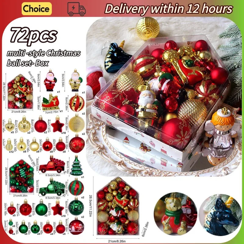 72pcs Christmas Ball Decoration Pendant House Set Electroplated Painted Ball Christmas Tree Ornament Ball Holiday Party Pendant
72pcs Christmas Ball Decoration Pendant House Set Electroplated Painted Ball Christmas Tree Ornament Ball Holiday Party Pendant