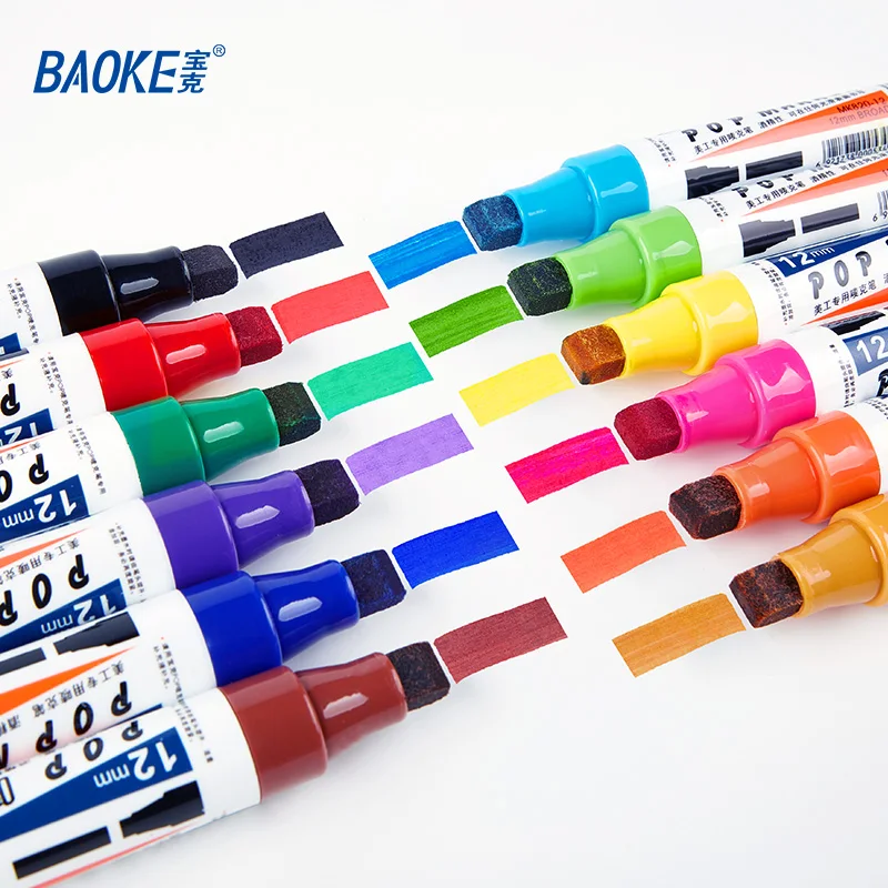 BAOKE POP-12mm Permanent Marker Pen 12 Colors Broad Chisel Permanent Taggin For Supermarket, Ceramic, Glass, Wood, Rock Painting
BAOKE POP-12mm Permanent Marker Pen 12 Colors Broad Chisel Permanent Taggin For Supermarket, Ceramic, Glass, Wood, Rock Painting