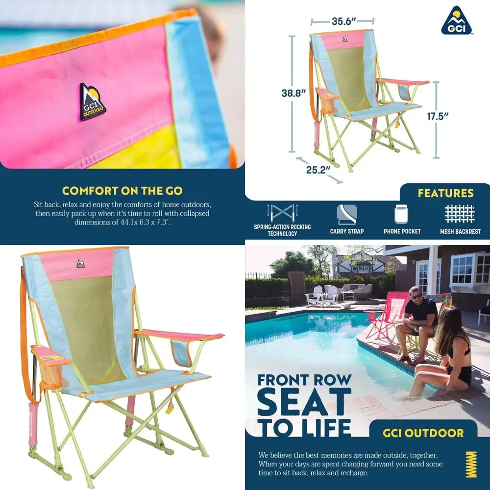 Portable Rocker Camping Chair with Durable Armrests and Drink Holder - Sweet Tea Comfort
Portable Rocker Camping Chair with Durable Armrests and Drink Holder - Sweet Tea Comfort