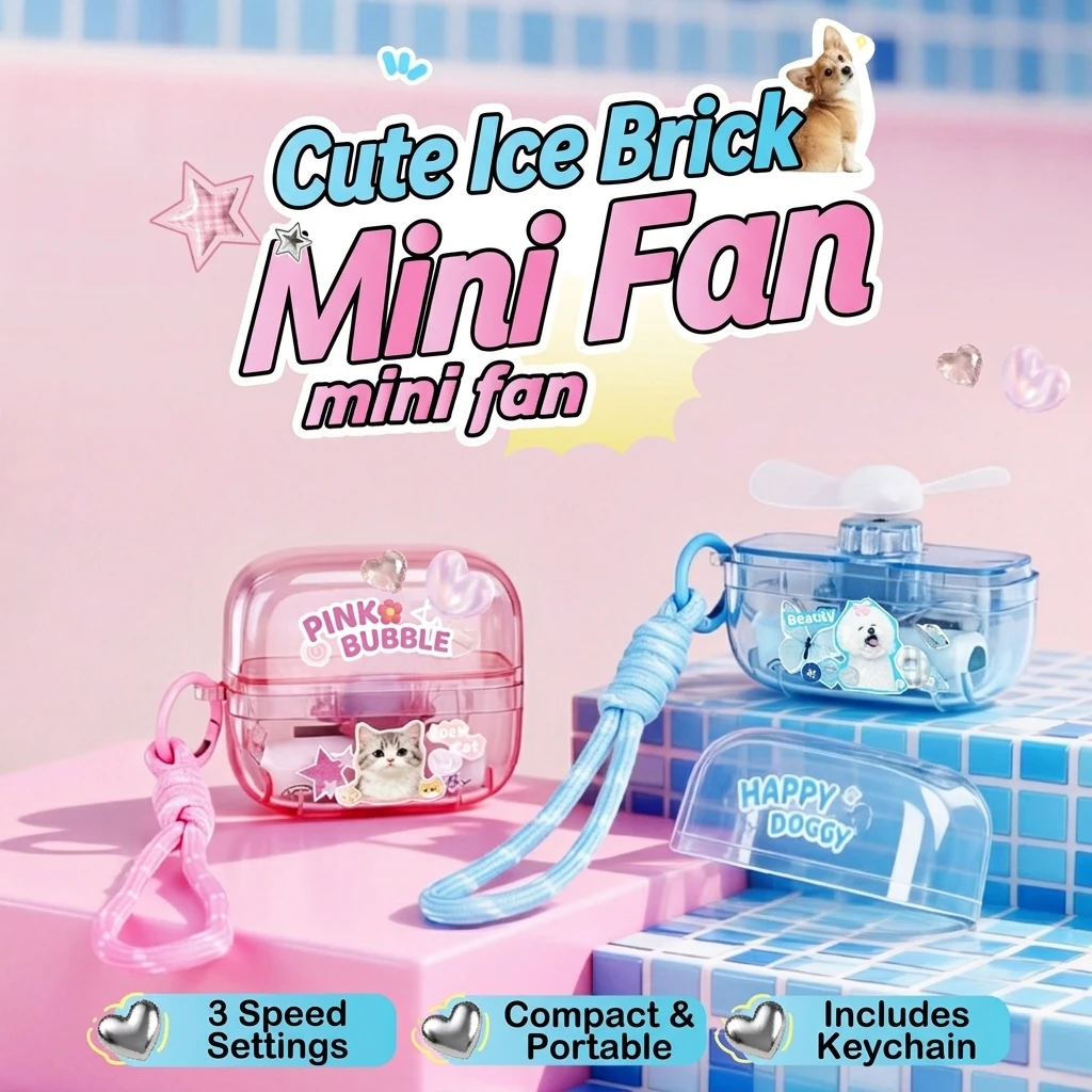 ROSOZ Mini Portable Fan Transparent Ice Block Handheld Fan 3 Speeds USB Rechargeable Pocket Fan with Keychain for Travel Girls
ROSOZ Mini Portable Fan Transparent Ice Block Handheld Fan 3 Speeds USB Rechargeable Pocket Fan with Keychain for Travel Girls
