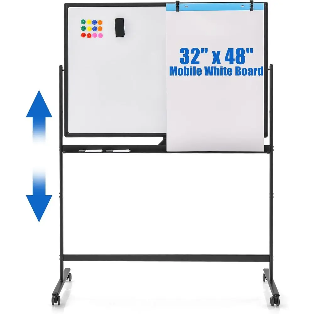 Rolling Whiteboard, Height Adjustable Magnetic Dry Erase Board on Wheels with Stand, Paper Clips, Storage Tray, Paper Pad, Magne
Rolling Whiteboard, Height Adjustable Magnetic Dry Erase Board on Wheels with Stand, Paper Clips, Storage Tray, Paper Pad, Magne