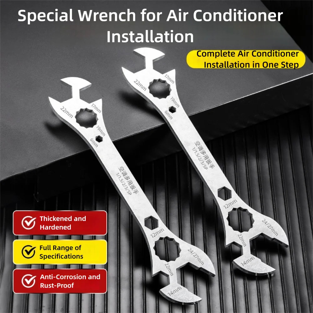 Multi-Functional Air Conditioner Wrench Thickening and Hardening Durable Open End Wrench Alloy Steel Multifunctional Wrench
Multi-Functional Air Conditioner Wrench Thickening and Hardening Durable Open End Wrench Alloy Steel Multifunctional Wrench