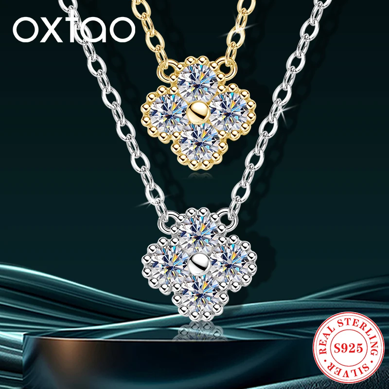 OXTAO Moissanite Necklace Ladies Elegant Four-Leaf Clover Pendant Necklace GRA Certified 925 Silver Luxury Wedding Jewelry Gift
OXTAO Moissanite Necklace Ladies Elegant Four-Leaf Clover Pendant Necklace GRA Certified 925 Silver Luxury Wedding Jewelry Gift
