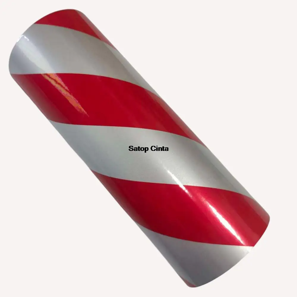 30cm*5m Red-White Twill Waterproof Reflective Tapes Advertising Grade High Intensity Adhesive Safety Marking Sticker For Vehicle