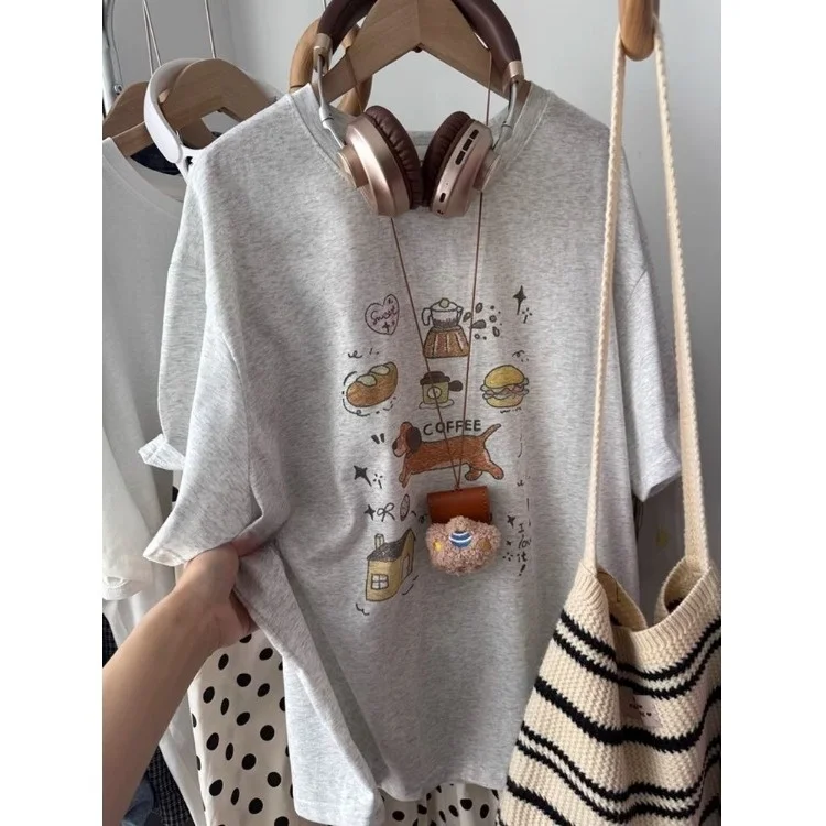 Spring Summer Women's Short Sleeve T-shirt round Neck Print Base Shirt Fashionable Loose Fit Large Size Cartoon Design
Spring Summer Women's Short Sleeve T-shirt round Neck Print Base Shirt Fashionable Loose Fit Large Size Cartoon Design
