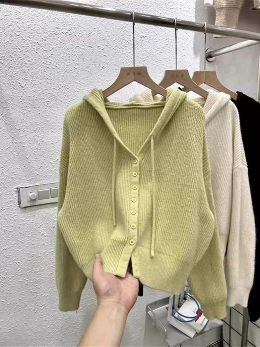 Slimming Loose Knitted Hat Sweater Coat Women's Spring Autumn Single Button New Sle 2024 Korean Version Long Sve ort Coat
Slimming Loose Knitted Hat Sweater Coat Women's Spring Autumn Single Button New Sle 2024 Korean Version Long Sve ort Coat
