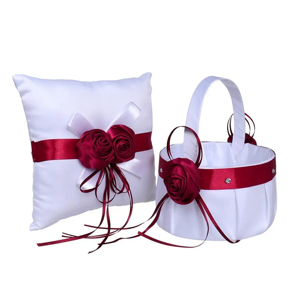 New Handheld Wedding Ring Pillow Flower Girl Basket With Rose Decoration For Romantic Wedding Party
New Handheld Wedding Ring Pillow Flower Girl Basket With Rose Decoration For Romantic Wedding Party