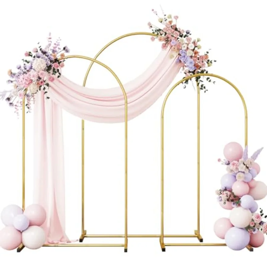 Metal Arch Backdrop Stand Set of 3 6FT and and,Gold Wedding Arch Frame Balloon Arch Backdrop Stand for Birthday Party Baby Show
Metal Arch Backdrop Stand Set of 3 6FT and and,Gold Wedding Arch Frame Balloon Arch Backdrop Stand for Birthday Party Baby Show