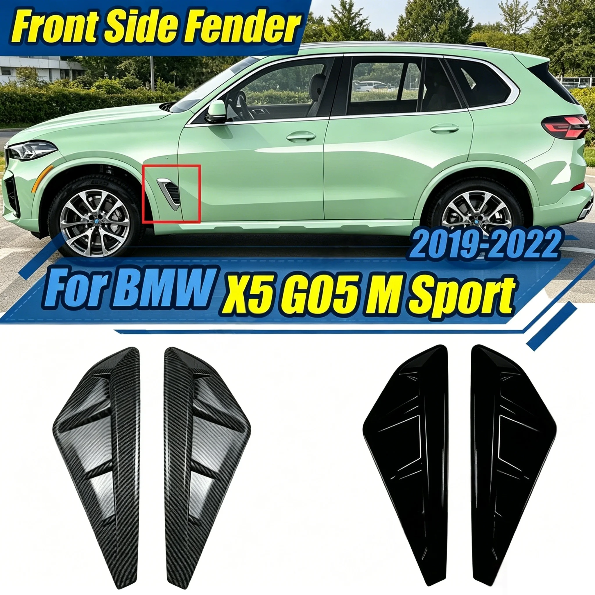 For BMW X5 G05 M-Sport 2019-2022 Glossy Black/Carbon Car Side Vent Cover Decoration Side Fender Grille Body Modification Kit
For BMW X5 G05 M-Sport 2019-2022 Glossy Black/Carbon Car Side Vent Cover Decoration Side Fender Grille Body Modification Kit