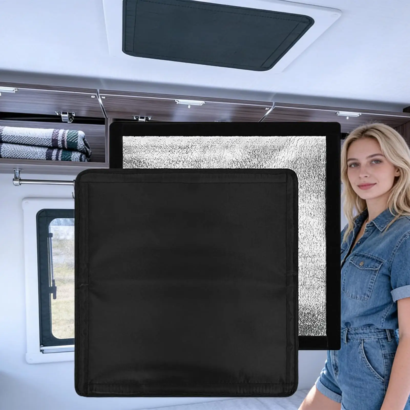 RV Roof Vent Insulator 2 Pieces Heat Insulation Shade With Reflective Layer RV Fan Vent 16.14x16.14In For Exterior Window
RV Roof Vent Insulator 2 Pieces Heat Insulation Shade With Reflective Layer RV Fan Vent 16.14x16.14In For Exterior Window
