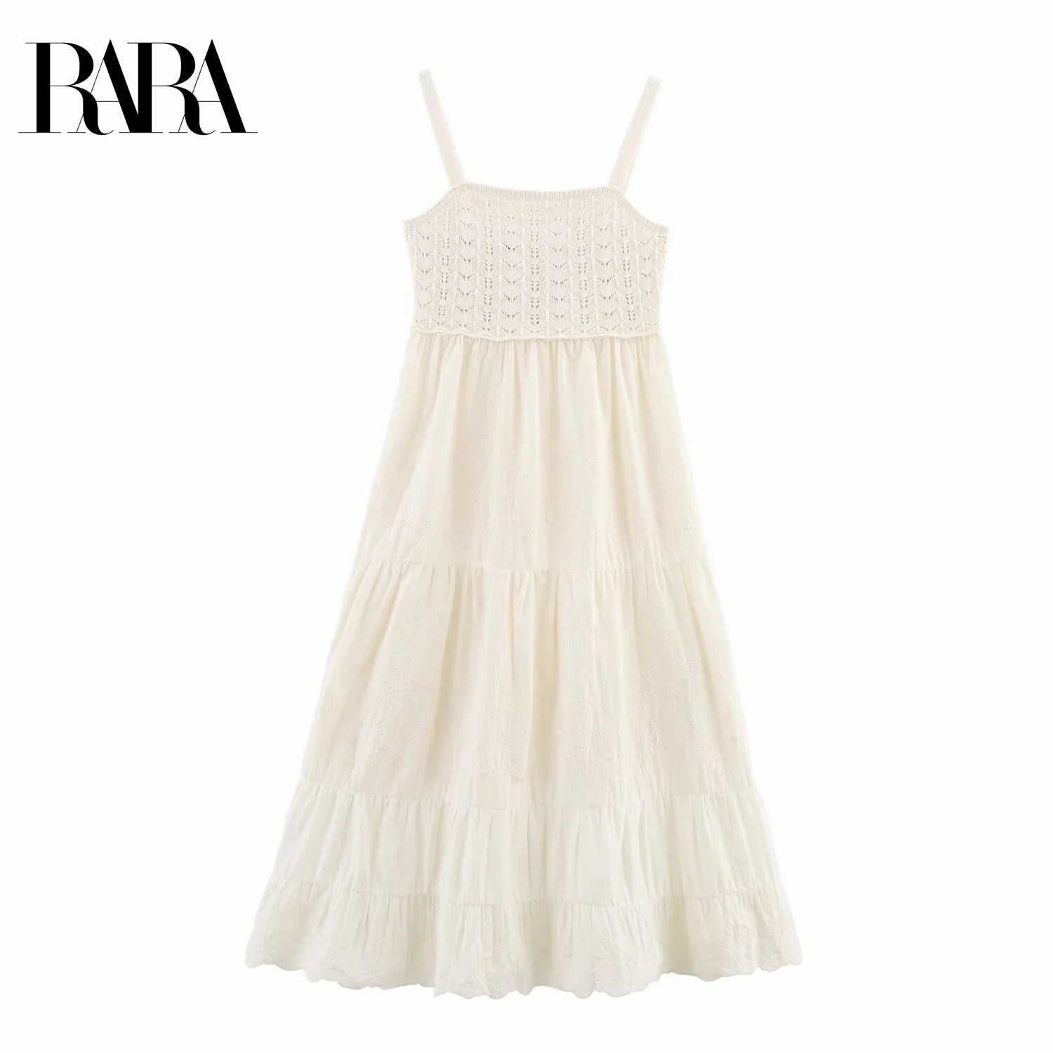 RARA Women's Summer New Embroidered Decorated Skirt Casual Elegant Knitted Jacquard Mesh Upper Body Patchwork Camisole Dress
RARA Women's Summer New Embroidered Decorated Skirt Casual Elegant Knitted Jacquard Mesh Upper Body Patchwork Camisole Dress