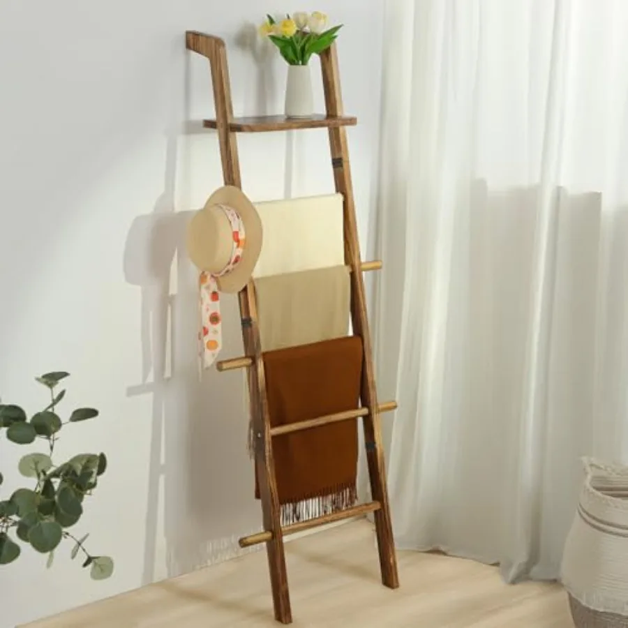 67-Inch Wooden Blanket Ladder with Shelf for Living Room - 5-Tier Farmhouse Towels and Quilt Rack Decor - Leaning Wall Display
67-Inch Wooden Blanket Ladder with Shelf for Living Room - 5-Tier Farmhouse Towels and Quilt Rack Decor - Leaning Wall Display