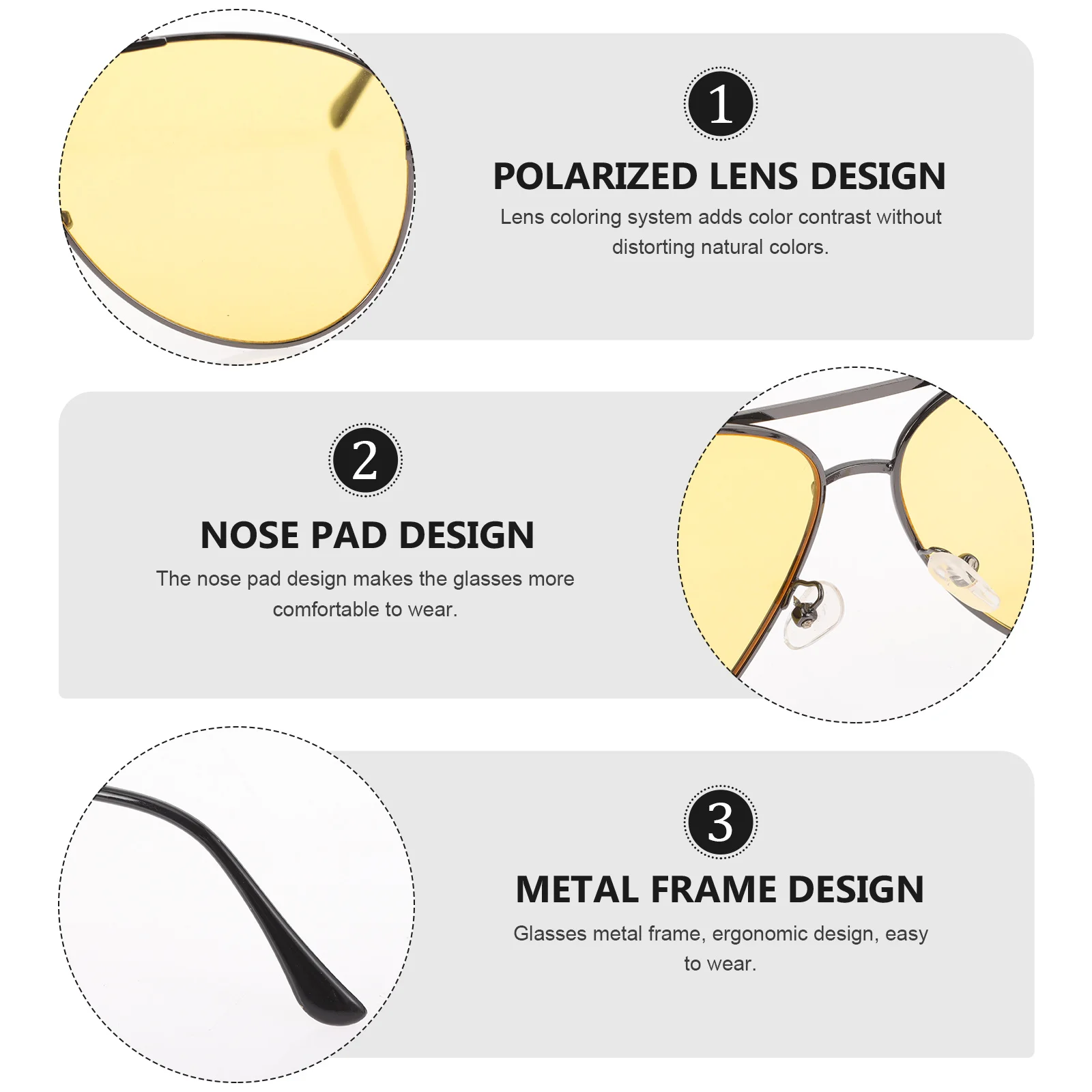 Night Polarized Yellow Tint Metal Frame Night Driving Sunglasses Anti-Reflective Lens Glare Protection Relax Eyes 
Night Polarized Yellow Tint Metal Frame Night Driving Sunglasses Anti-Reflective Lens Glare Protection Relax Eyes