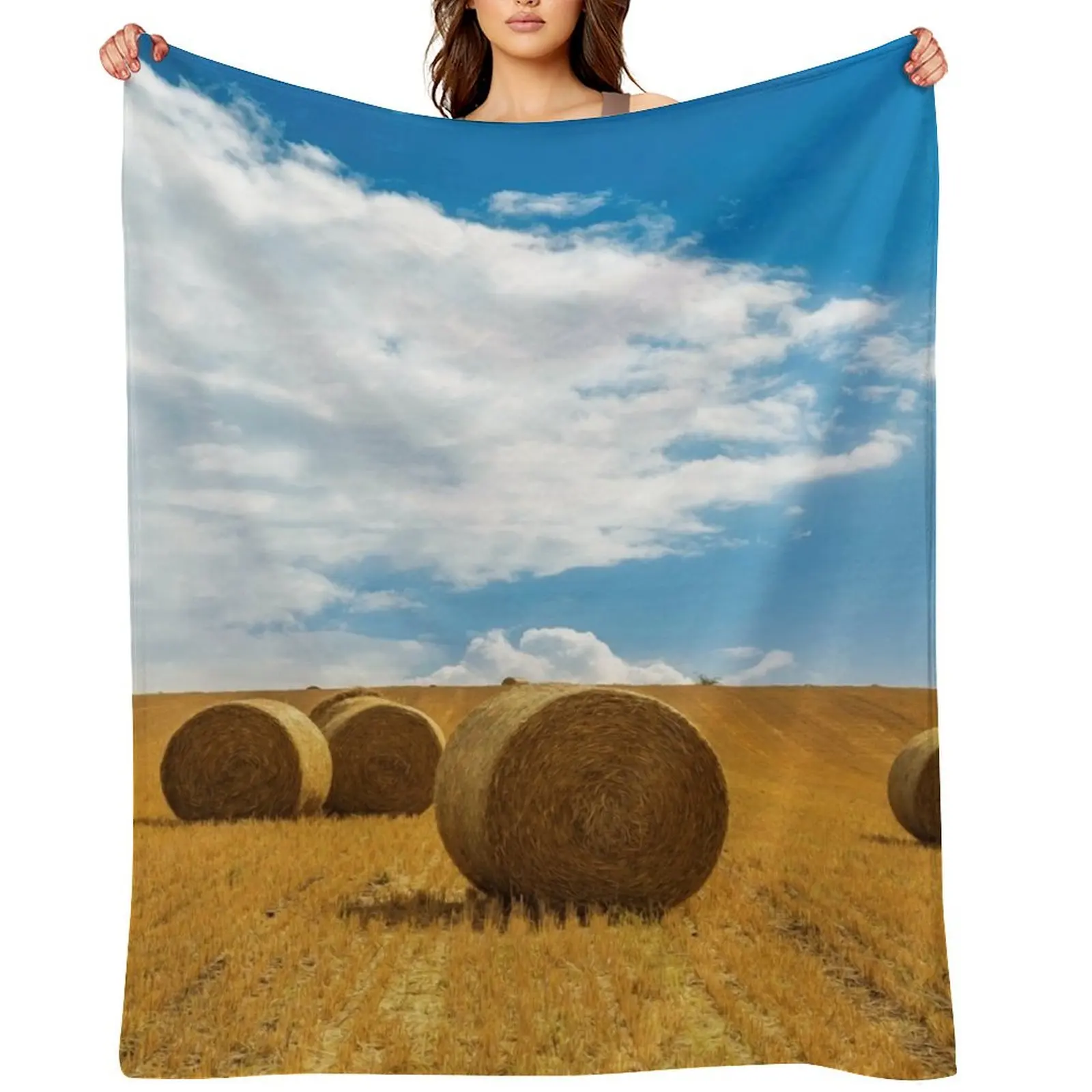 Bales of hay in the countryside Throw Blanket Decorative Sofa Thins Designers Bed Blankets 
Bales of hay in the countryside Throw Blanket Decorative Sofa Thins Designers Bed Blankets