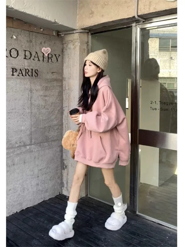 plus Size Hoodie Women's Thickened Fleece Mid-Length Sweatshirt Autumn Winter Loose Fit Hat Jacket Outerwear Korean Style
plus Size Hoodie Women's Thickened Fleece Mid-Length Sweatshirt Autumn Winter Loose Fit Hat Jacket Outerwear Korean Style
