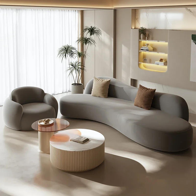 curved special-shaped sofa, small apartment gray clothing store, beauty salon, hotel office lounge area to receive customers
curved special-shaped sofa, small apartment gray clothing store, beauty salon, hotel office lounge area to receive customers