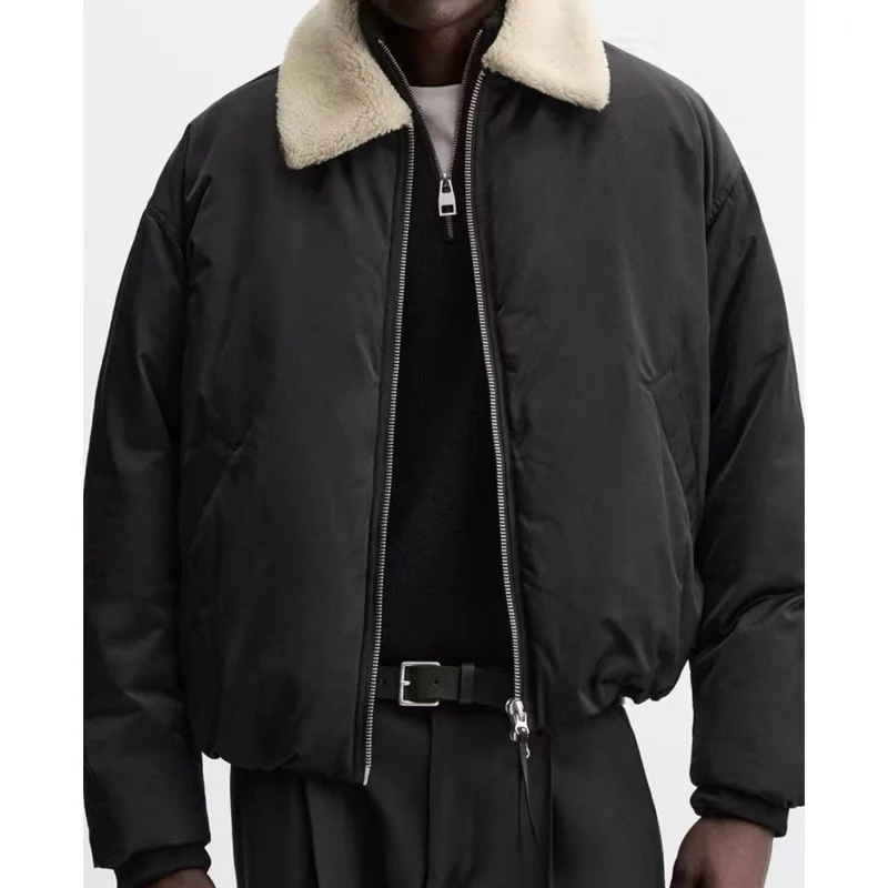 Fashionable Patchwork Lamb Fur Collar Thickened Jacket Cotton Coat Trendy Men's Autumn Winter Clothing Standard Fit Cleanfit
Fashionable Patchwork Lamb Fur Collar Thickened Jacket Cotton Coat Trendy Men's Autumn Winter Clothing Standard Fit Cleanfit