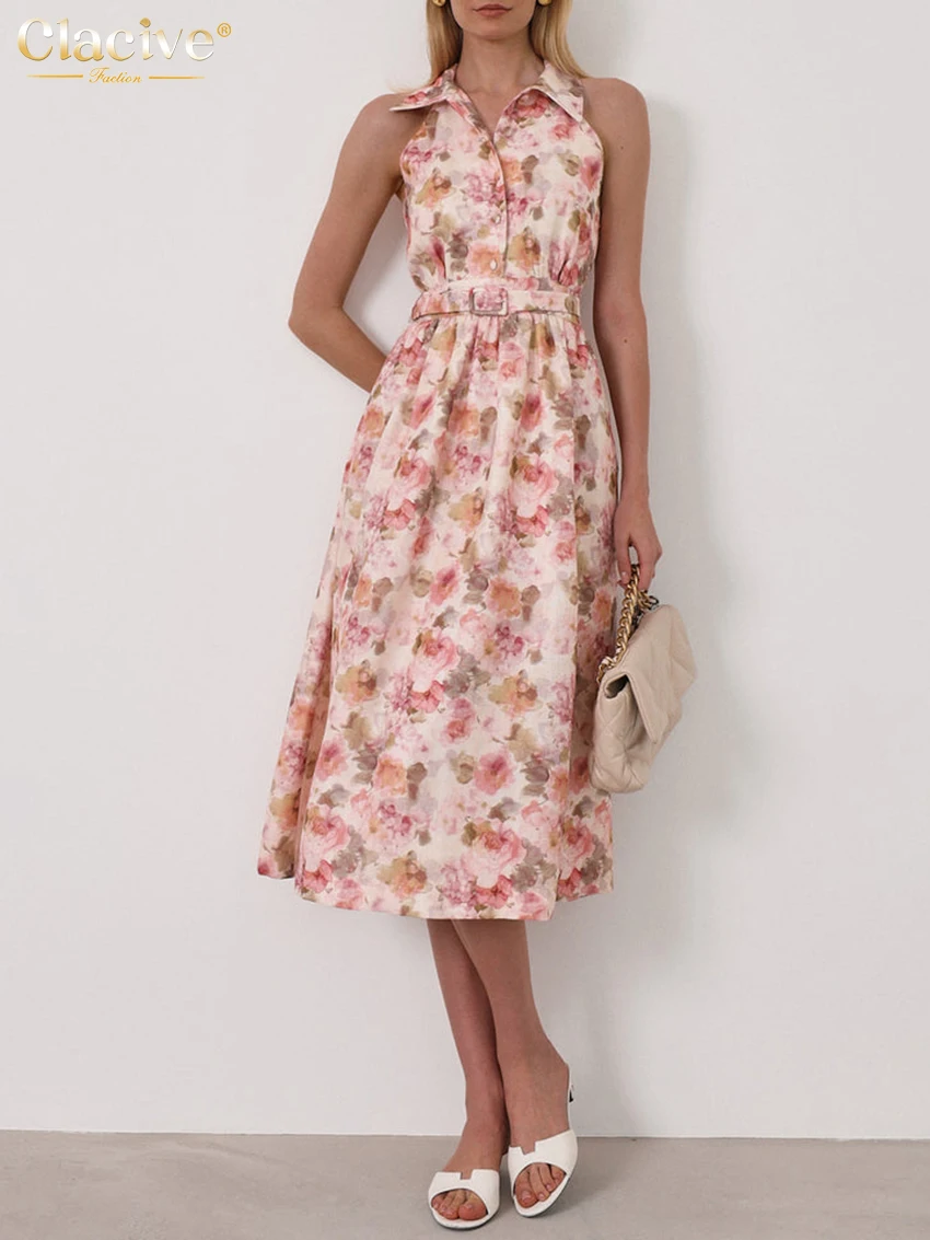 Clacive Summer Loose Print Women's Dress 2025 Fashion Lapel Sleeveless Midi Dresses Elegant Classic Belt Dress Female Clothing
Clacive Summer Loose Print Women's Dress 2025 Fashion Lapel Sleeveless Midi Dresses Elegant Classic Belt Dress Female Clothing