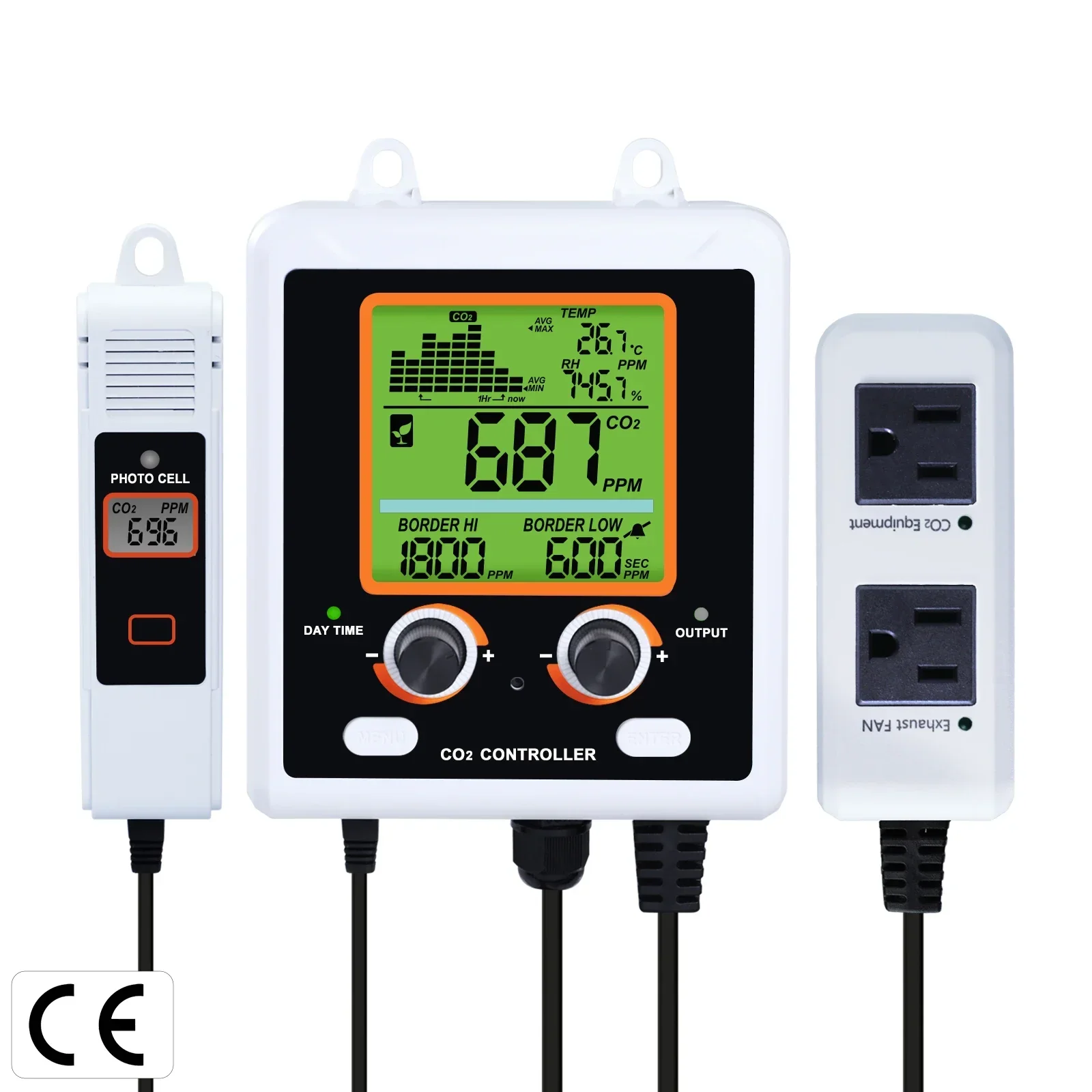 Dual Output with 15ft Remote NDIR Sensor Human Plant Mode Air Quality Detector CO2 Monitor Controller for Greenhouse Mushroom
Dual Output with 15ft Remote NDIR Sensor Human Plant Mode Air Quality Detector CO2 Monitor Controller for Greenhouse Mushroom